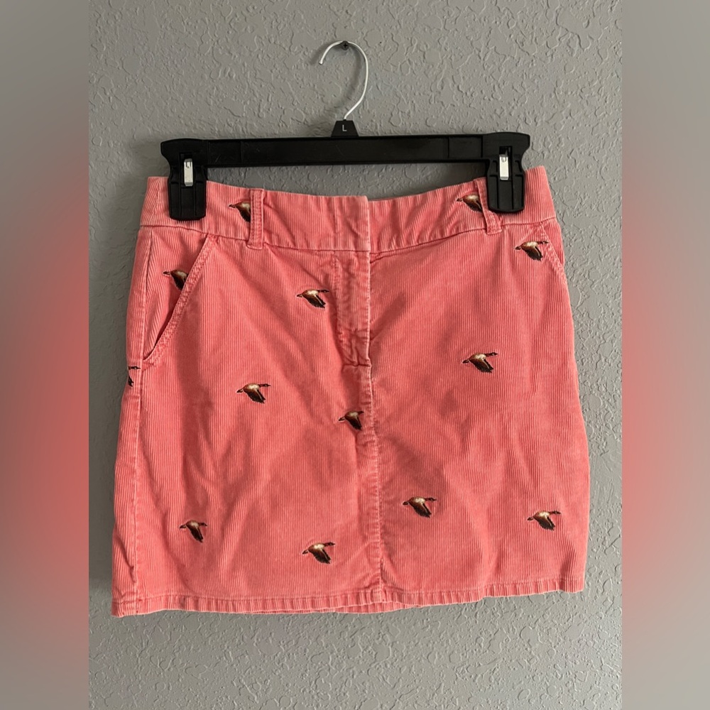 J. Crew orange/salmon embroidered goose mini skirt- size 4